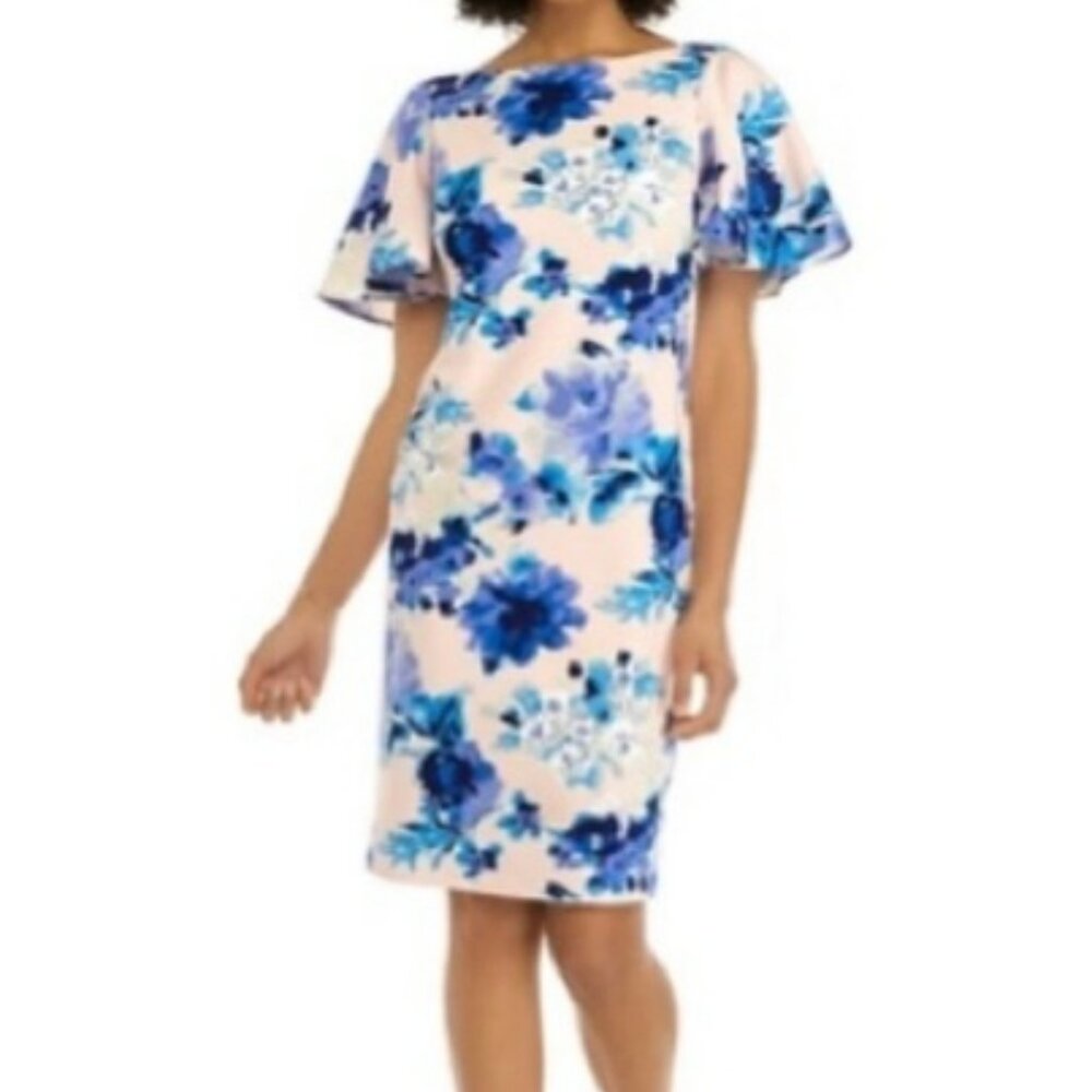 Eliza J Blue Floral Midi Dress